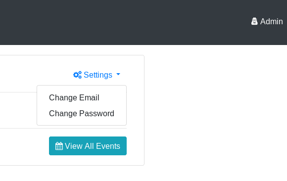 Screenshot of 'Change Email' option in drop-down menu for Admins